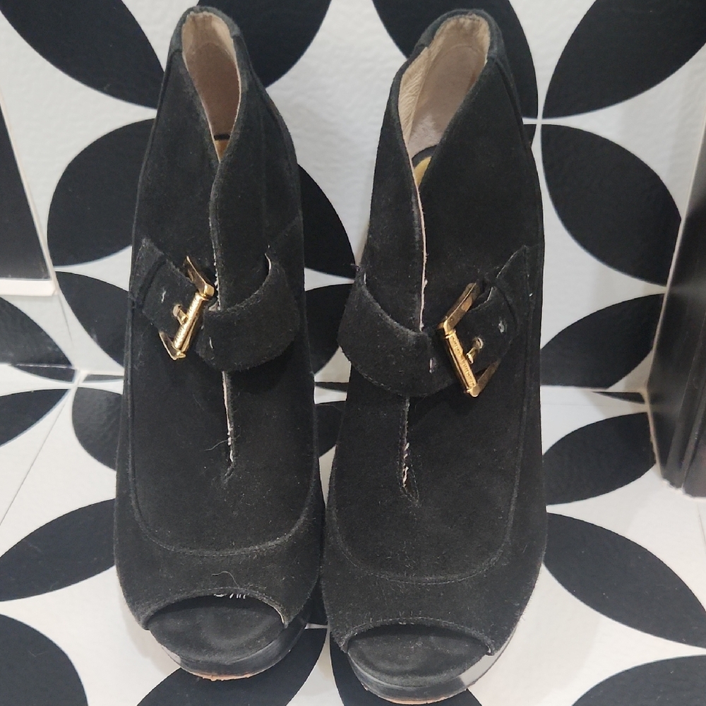 Michael Kors Black Peep-Toe Ankle Boots